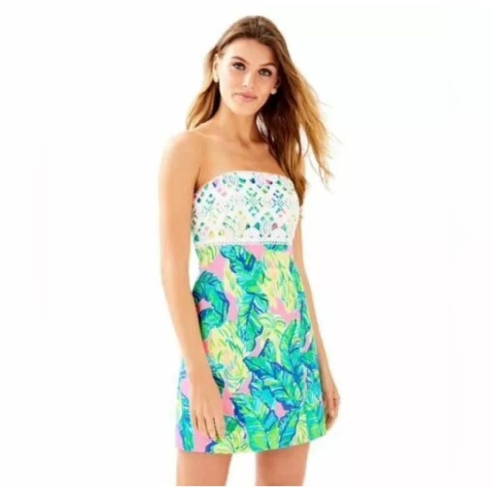 NWT Lilly Pulitzer Women's Brynn Dress Pink Sunset Local Strapless Mini 12 new